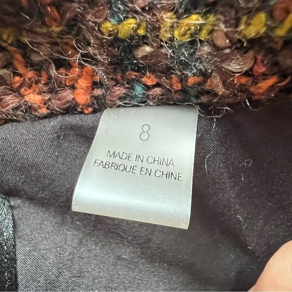 Tahari Women's Sz 8 Twill Knit Frayed Edge Zip Up Blazer Jacket Multicolor Moto - Picture 14 of 16